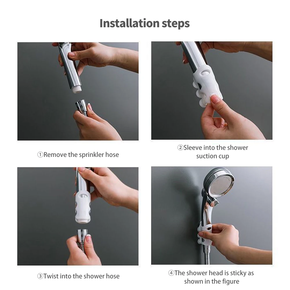 Держатель для душевой лейки без отверстий настенный силиконовый кронштейн