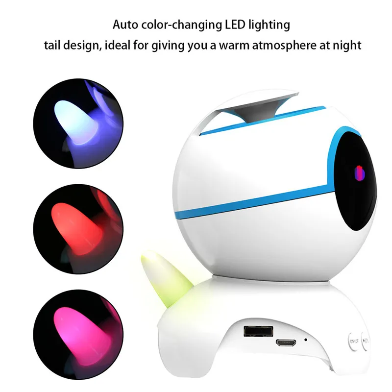 Симпатичная космическая собака стерео бас беспроводная bluetooth-колонка LED HD аудио FM