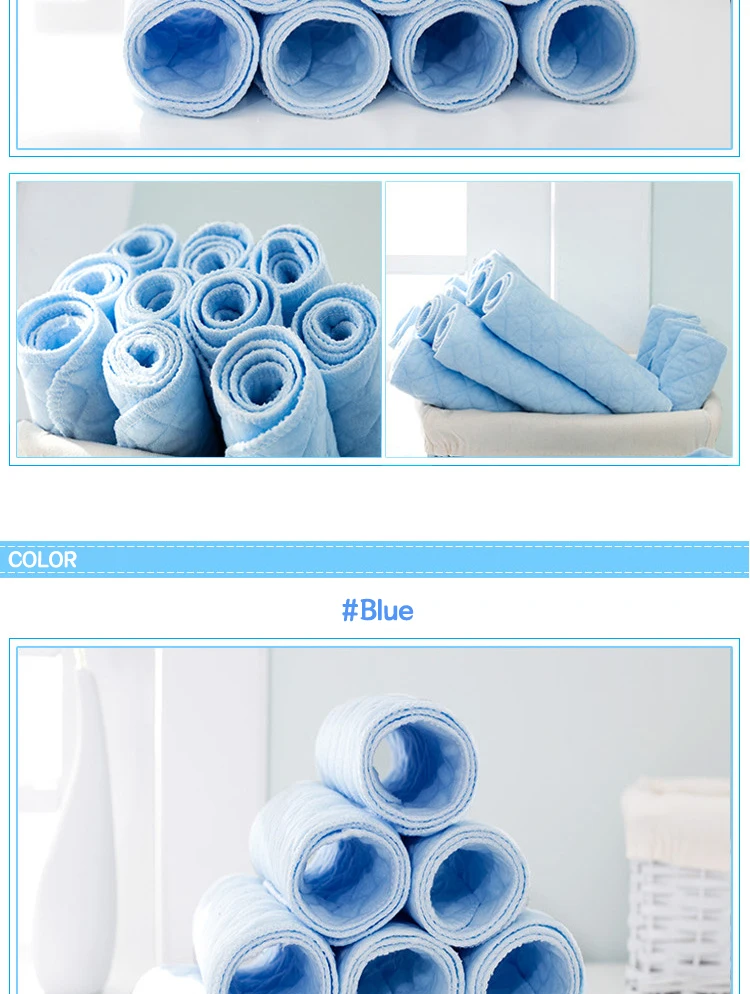 [usurpon] 5 pcs Cotton Insert Reusable Colored Baby Fitted Diaper Insert ECO Cotton Absorbent Newborn Diaper Insert