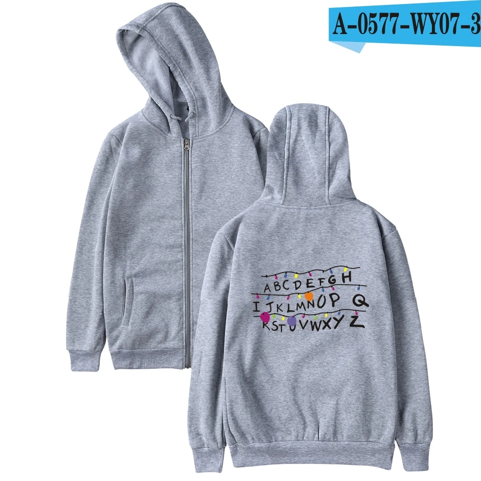 

Универсальные модные странные вещи, толстовки на молнии для мужчин/женщин с буквенным принтом Harajuku, хлопковый свитшот для мужчин, осень/зим...