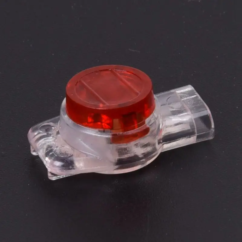 

100 Pcs Data Phone Wire Butt Splice 3 Ports UR Connectors Red Clear