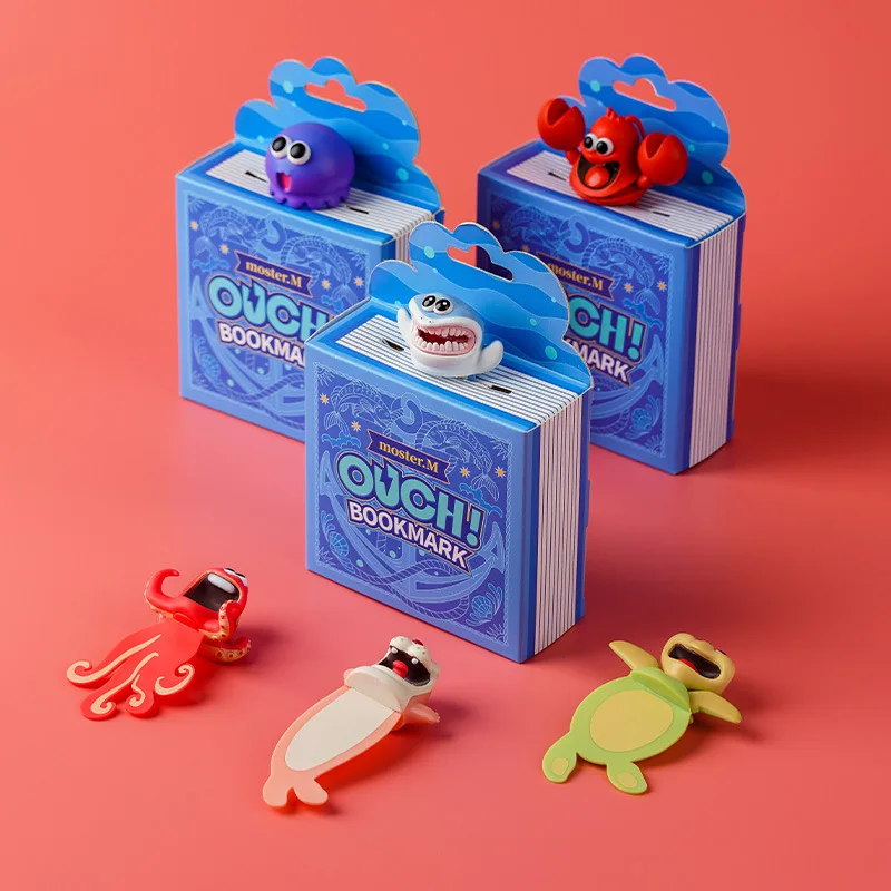 3D стерео Закладка милые Мультяшные животные маркеры Kawaii Медуза Лобстер страниц