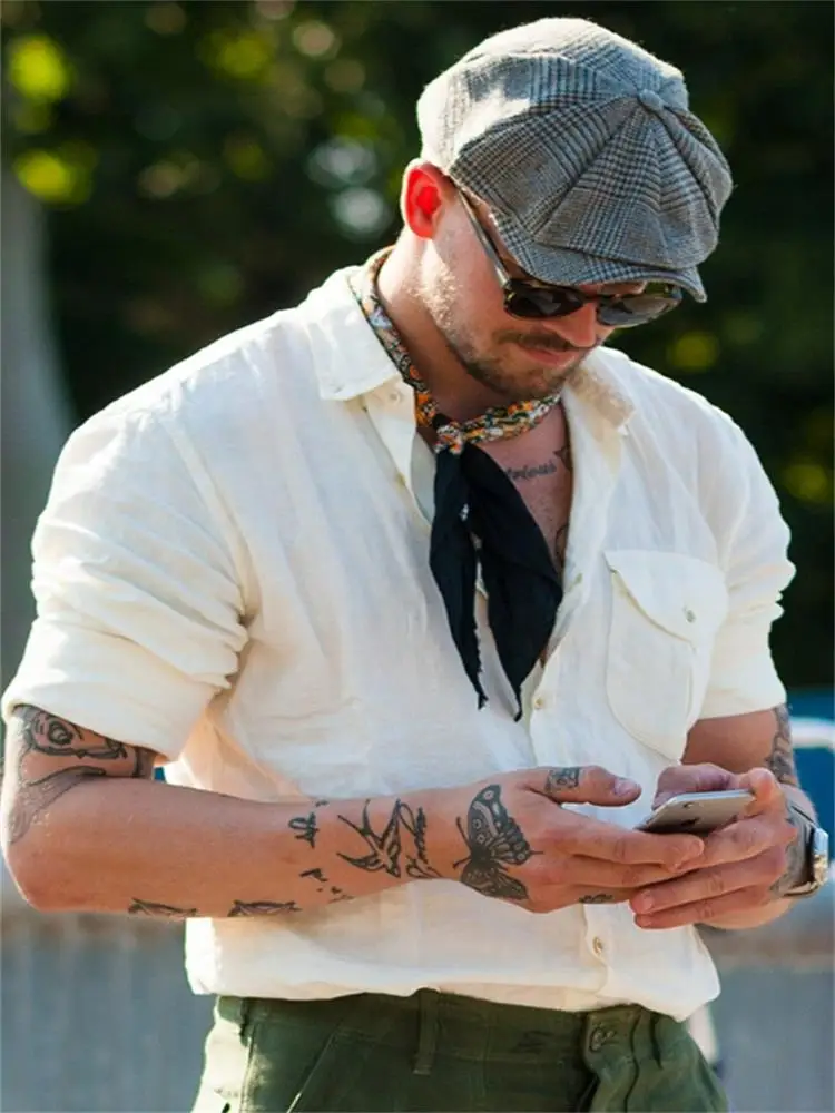 

Men's Linen Shirt popular leisure 2021 spring and summer new cotton and linen large pocket Long Sleeve Shirt