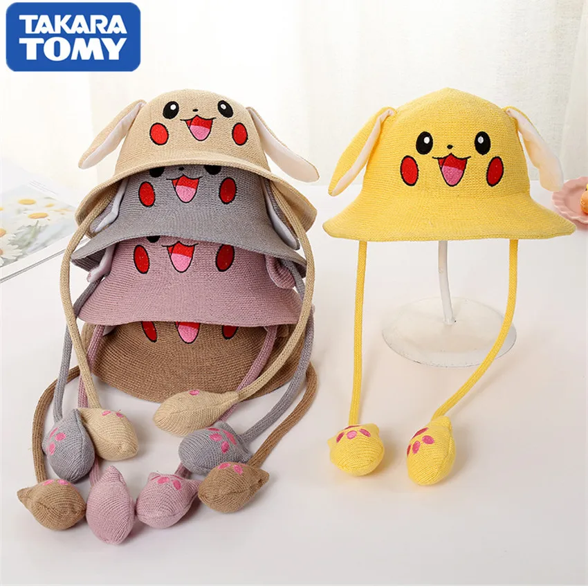 

Tomy Kawaii Покемон Пикачу шапка хлопок Весна-лето уши передвижные аниме украшения мультфильм подарок на день рождения игрушки для детей