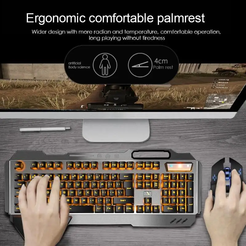 

2.4G Wireless Gming Keyboard Mouse Set Rechargeable Mechanical Feel Backlight Keyboard Mice Combo Ergonomic Gamer Keypad Kit