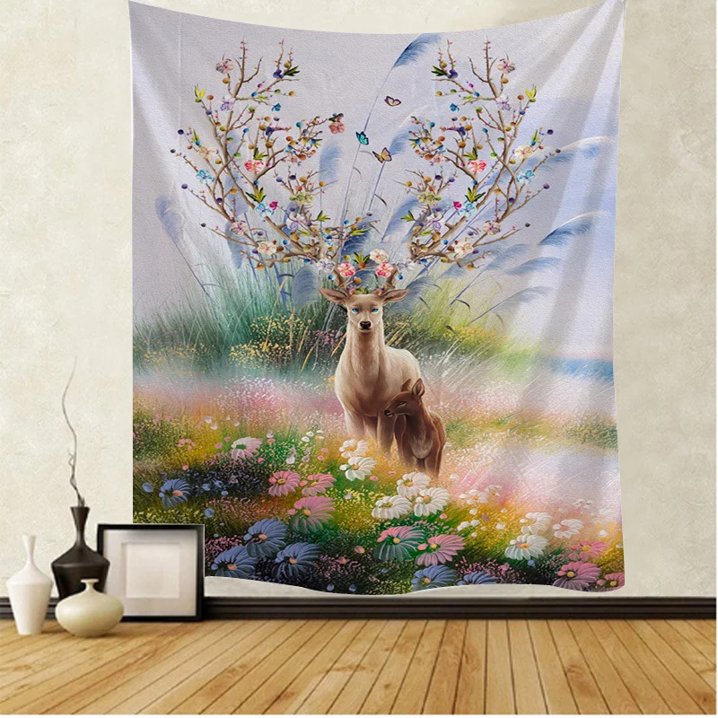 

Elk tapestry wall hanging beach picnic carpet camping tent sleeping mat home decoration bedspread bed sheet wall cloth