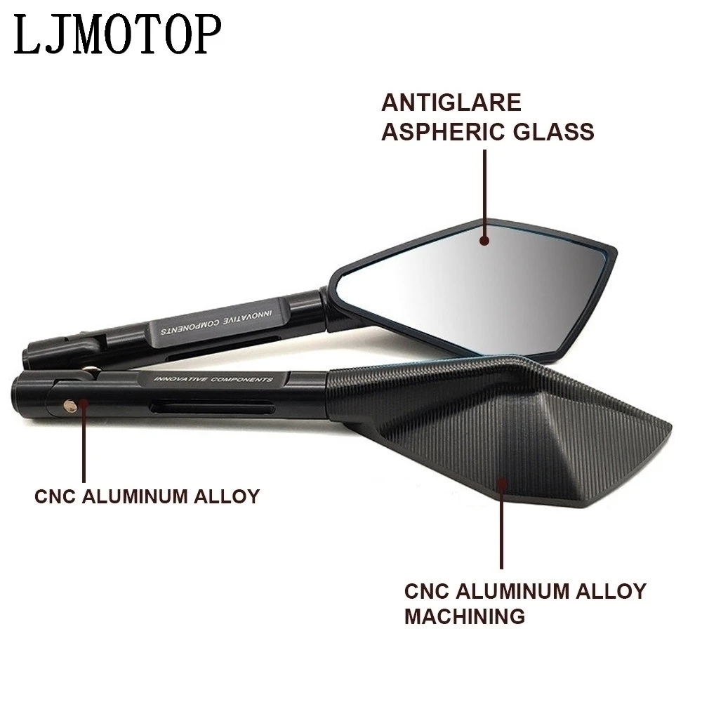 Универсальный мотоцикл зеркало заднего вида мото боковые зеркала CNC черный для