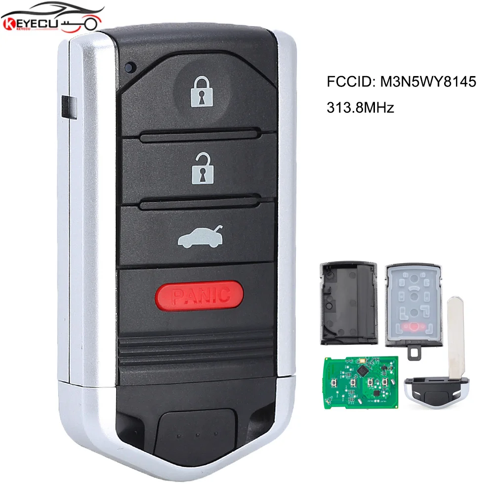 

KEYECU M3N5WY8145 313.8MHz ID46 Smart Remote Key Fob 4 Button for Acura TL 2009 2010 2011 2012 2013 2014