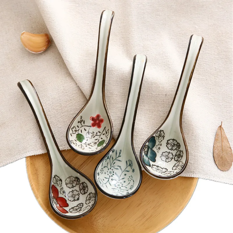 ILFML керамические суповые ложки с длинной ручкой кухонная посуда десертная чайная
