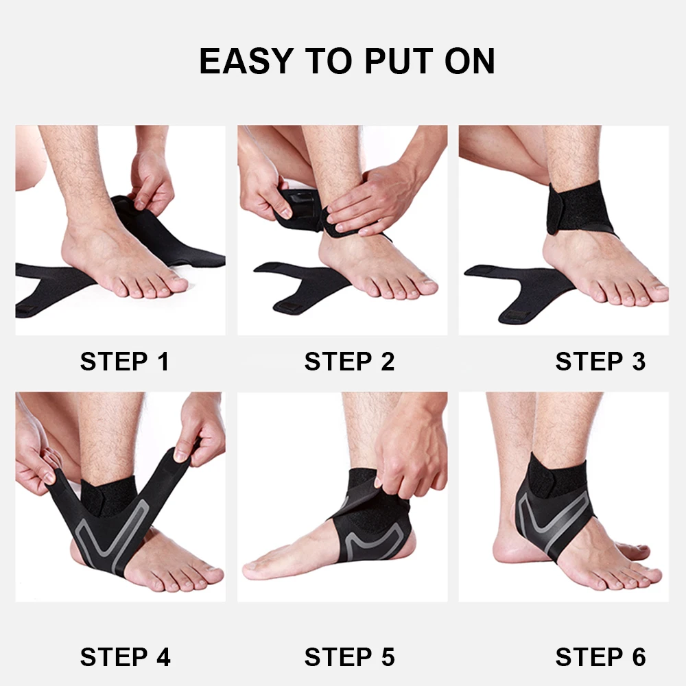 

1 Pair Unisex Ankle Support Brace Foot Bandage Sprain Prevention Stretchable Adjustable Sports Fitness Foot Protect Ankle Guard