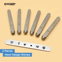 owden 6pcs jewelry stamping 3mm steel metal stamp set heart design shape punch tools diy tool steel jewelry puncher set