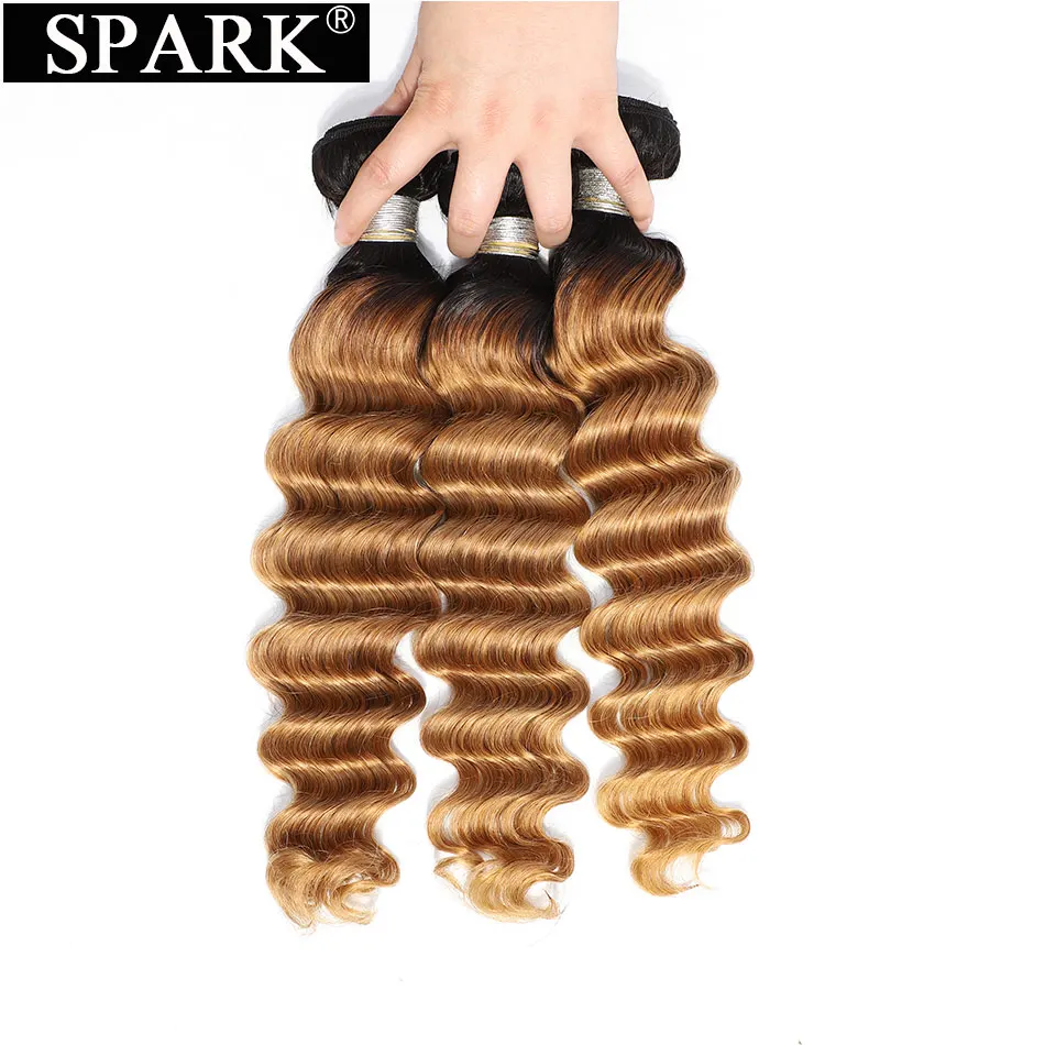 Искра бразильские свободные глубокая пучки волнистых волос сделка T1B/4/30 прядь с