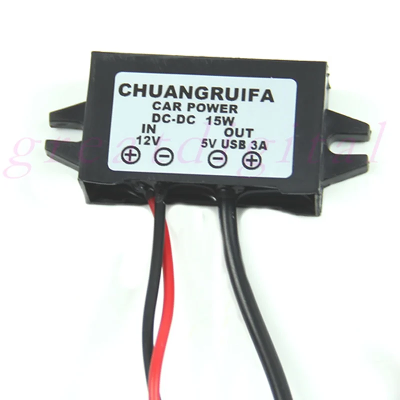 1 шт. 12 в пост. Тока 5 3 А 15 Вт Водонепроницаемый конвертер постоянного тока Mini USB