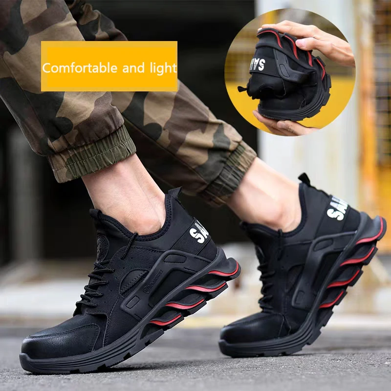 New exhibition waterproof Safety Shoes Autumn Winter Outdoor Men Steel Toe Cap Anti-smashing fashion Lightweight work Boots
