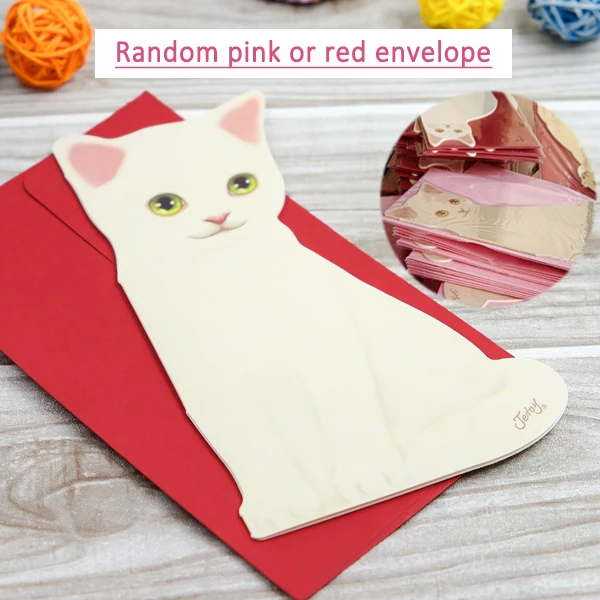 Высокое качество! 1 шт. Милая кошка складная открытка на день рождения