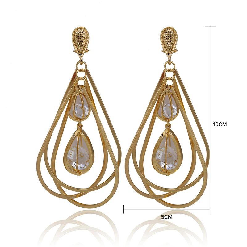 

Nice 2021 Fashion Drop Earrings African Big Long Drop Dangle Earrings Beads Dubai Gold Jewelry New Earrings Wholesale