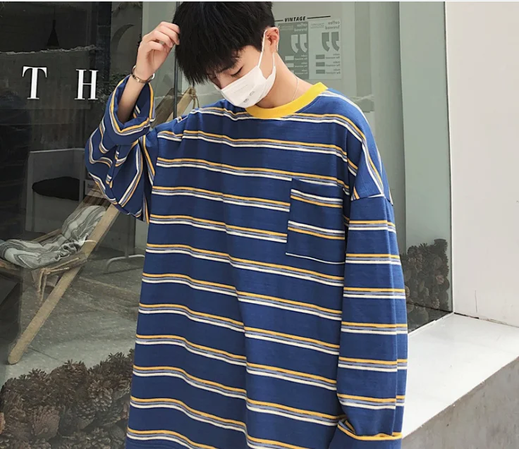 Новинка Осень зима 2020 Мужская Мода простая солидность 17101|Мужские футболки| |