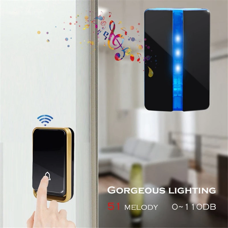 Беспроводной дверной звонок со светодиодной подсветкой самовключающаяся музыка