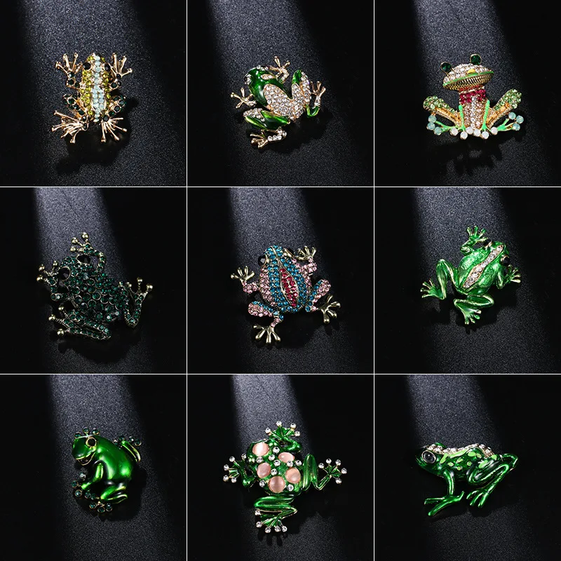 

Cartoon Alloy Crystal Drop Frog Women's Brooch New Hot Selling Fashion Animal Brooch Ornament Wholesale