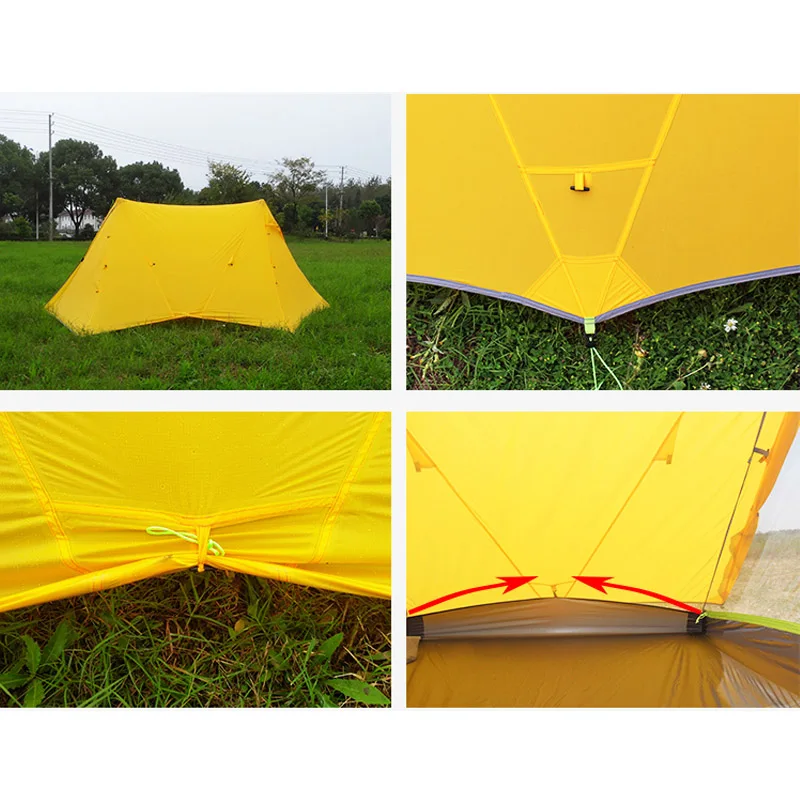 Billig ASTA Getriebe Tingyu 2-Turm Doppel Schicht Große-Raum Silicon Beschichtung Atmungsaktiv Wind 2P Camping Zelt Keine Pole