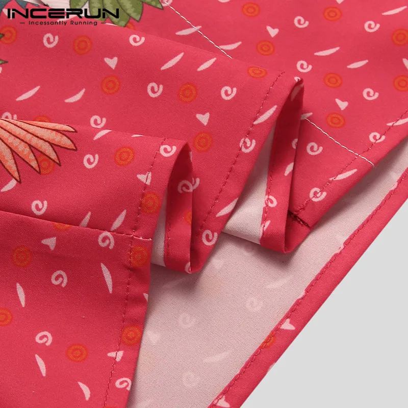 

Men Short Sleeve Turn Down Collar Blouse INCERUN 2021 Summer Printed Shirts Male Floral Loose Camisa Leisure Buttons Blusas 5XL