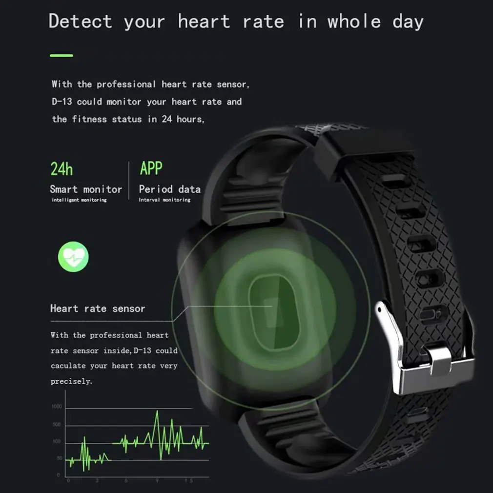 D13 Smart Bracelet Fitness Tracker Heart Rate Monitor Smart Band IP67 Waterproof Sports For Android Iphone