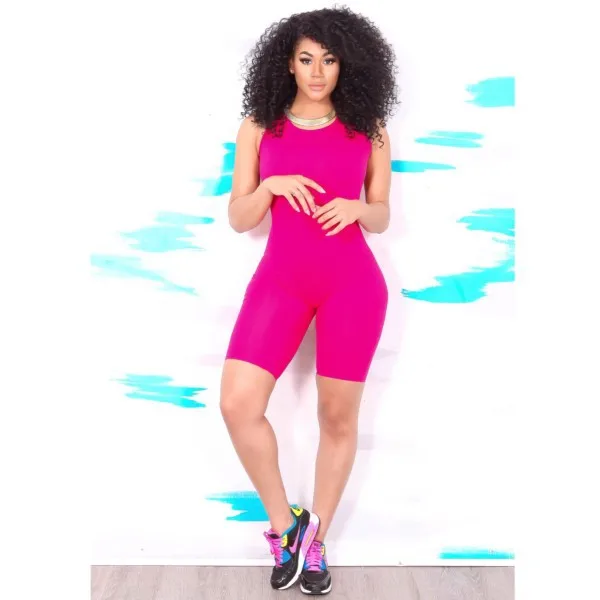 Сексуальный женский спортивный комбинезон без рукавов Летний в обтяжку короткие