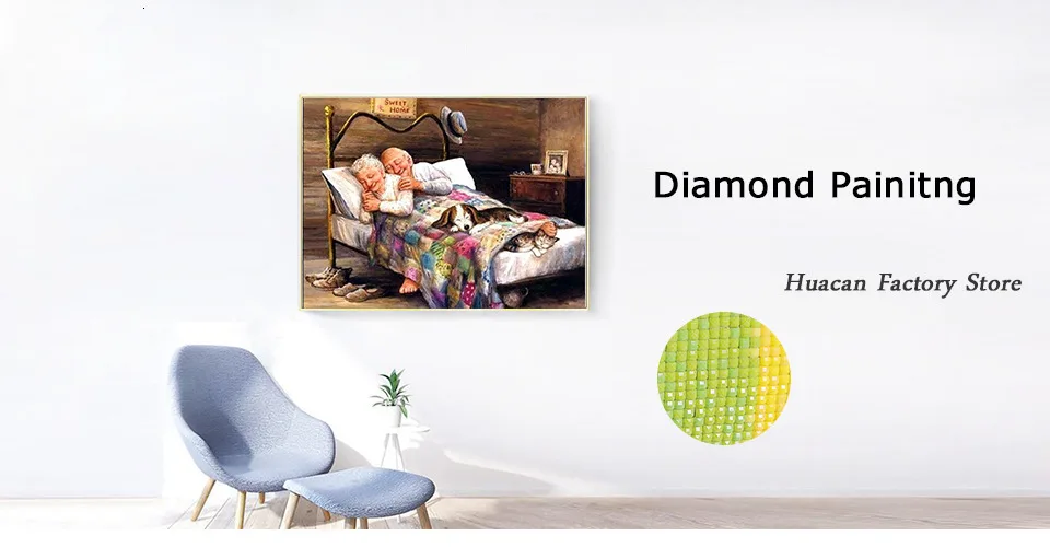 Huacan 5D DIY Diamond Painting Old Couple Full Square Rhinestone Portrait Diamond Embroidery Cross Stitch Mosaic Home Decor