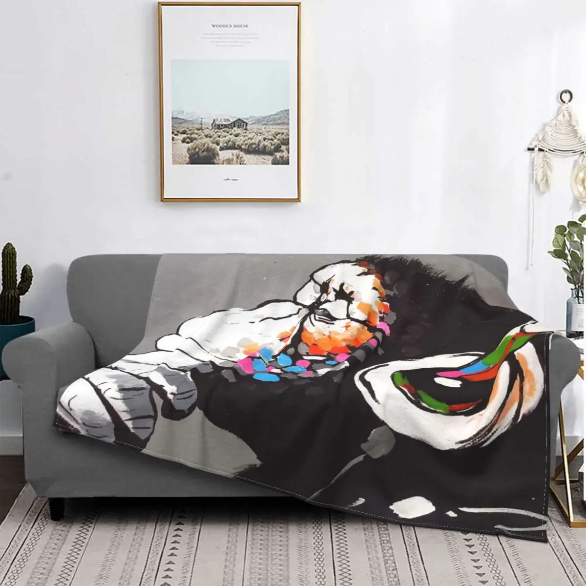 

Banksy Dj mono Thinker 1 manta colcha cama a cuadros edredones muselina cuadros Sudadera con capucha manta Toalla de playa de lu