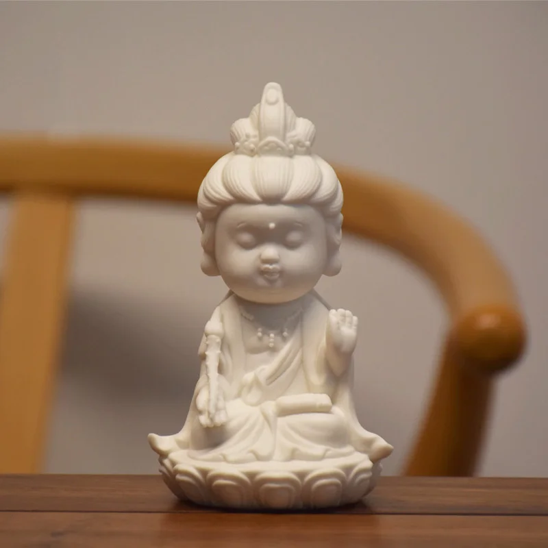 Керамическая статуя Гуаньинь Бодхисаттва сидящая на лотосе ручная работа