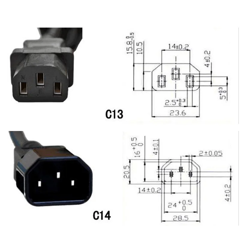 Черный 2 0 M male C14 TO C13 female transfer extension силовой кабель один sub two UPS PDU шасси интерфейс