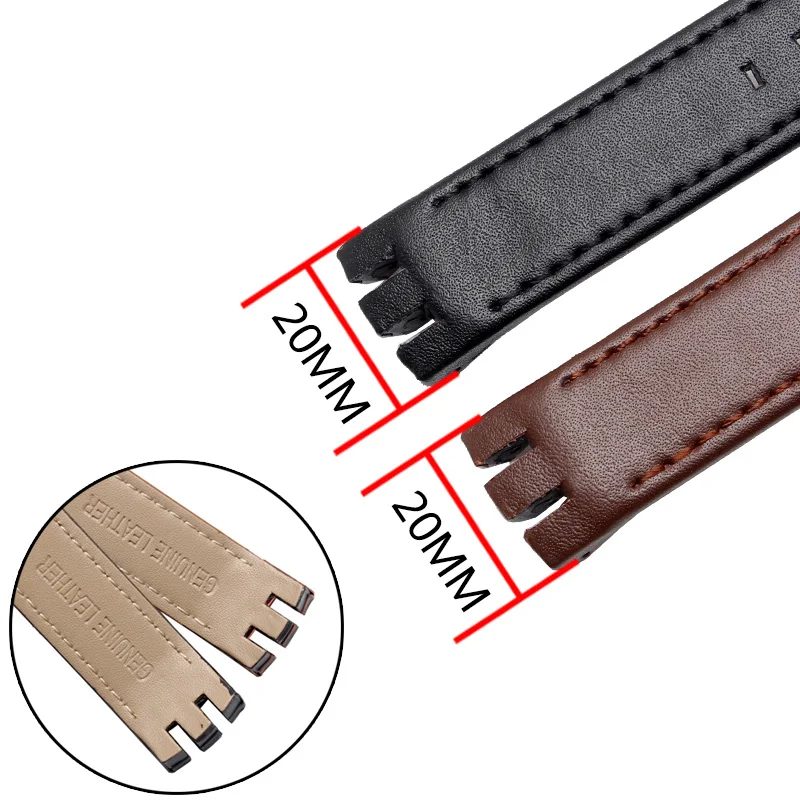 High Quality Genuine Leather Watch Strap For Swatch YTS401/402 403 409 713 YTB400 watchband men curved end watches bracelet 20mm