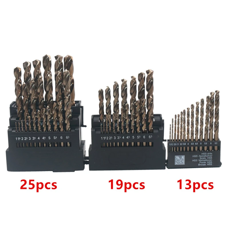 

25pcs M35 1.0-13mm Cobalt Drill Bit Set High Speed Steel HSS-CO Twist Drills Bit For Metal Wood Working Power Combination Tools