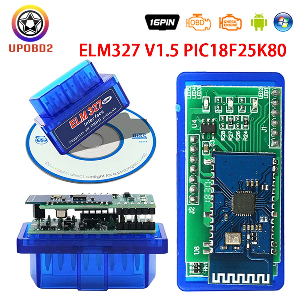 Сканер OBD2 ELM327 V1.5 двойной PIC18F25K80 Bluetooth-совместимый obd 2 версии 1 5 считыватель кодов