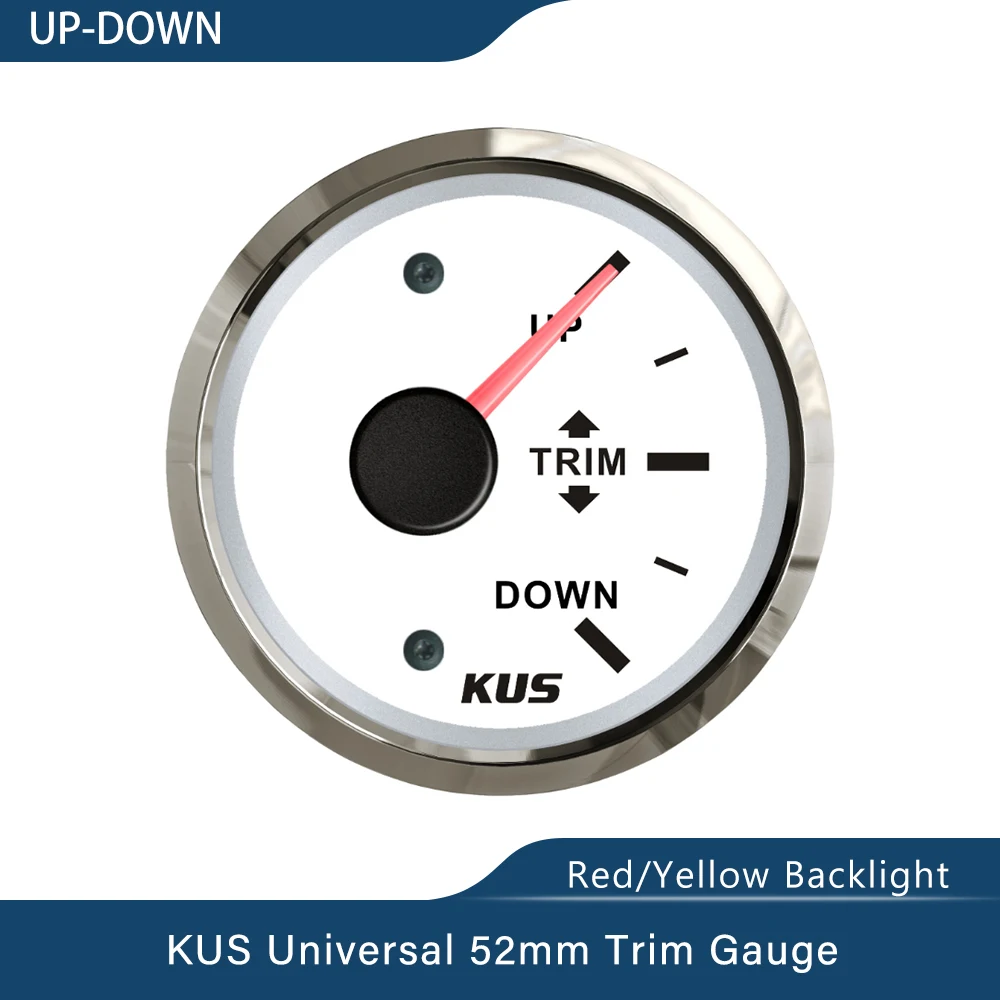 New KUS Universal 2&quot 52mm Boat Trim Gauge Outboard Engine Marine TRIM METER 12V 24V with Red/Yellow Available Backlight 0-190ohm |