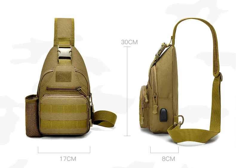Уличная Водонепроницаемая тактическая спортивная сумка с USB нагрудная на одно