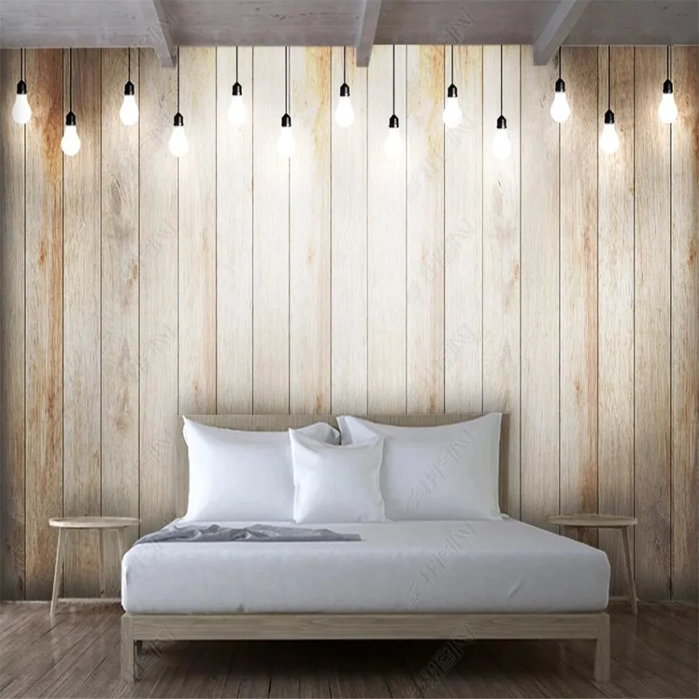 

Milofi custom 3D wallpaper mural bulb wood grain living room bedroom background wall decoration painting wallpaper