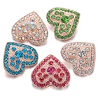 6 шт.лот новые кнопки из розового золота ювелирные изделия со стразами Кристаллы любовь сердце 18 мм кнопки для 20 мм 18 мм Браслет-застежка