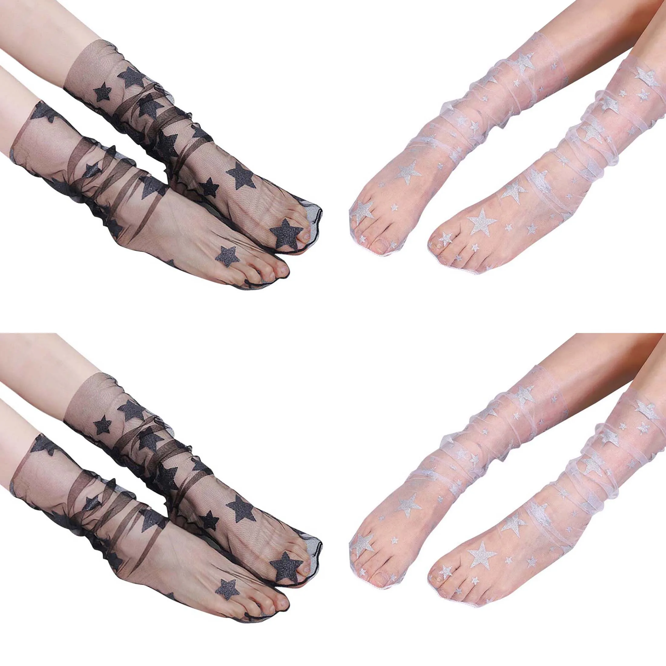 Женские блестящие свободные прозрачные тюлевые носки сетчатые сутулки со