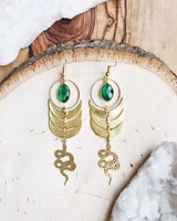 triple moon snake witch earrings wiccan jewelry snake earrings pagan jewelry