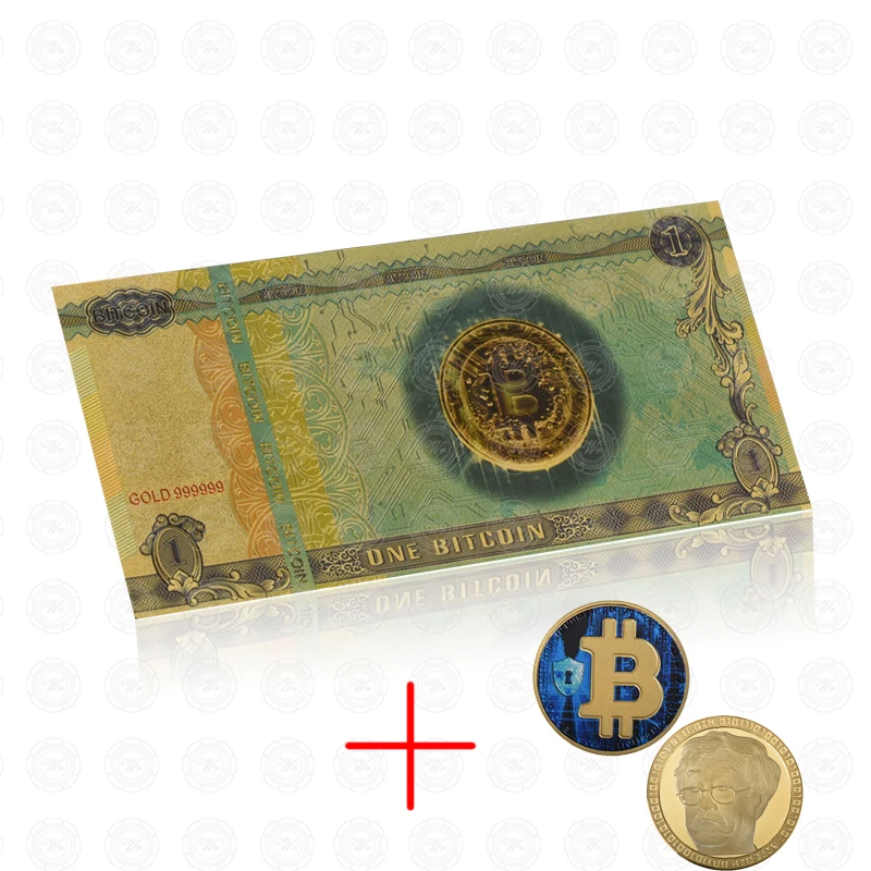 with bit coin1 Один Биткоин золотые банкноты с битной монетой поддельные бумажные деньги BTC Подарочный товар для коллекционера банкнот дропшиппинг - Цвет: with bit coin1
