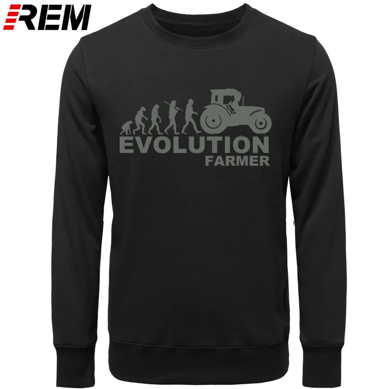 REM Farmer Evolution мужские толстовки сельскохозяйственный трактор Fendt Claas Machinery с длинным рукавом модные толстовки с принтом, толстовки - Цвет: BLACK GRAY