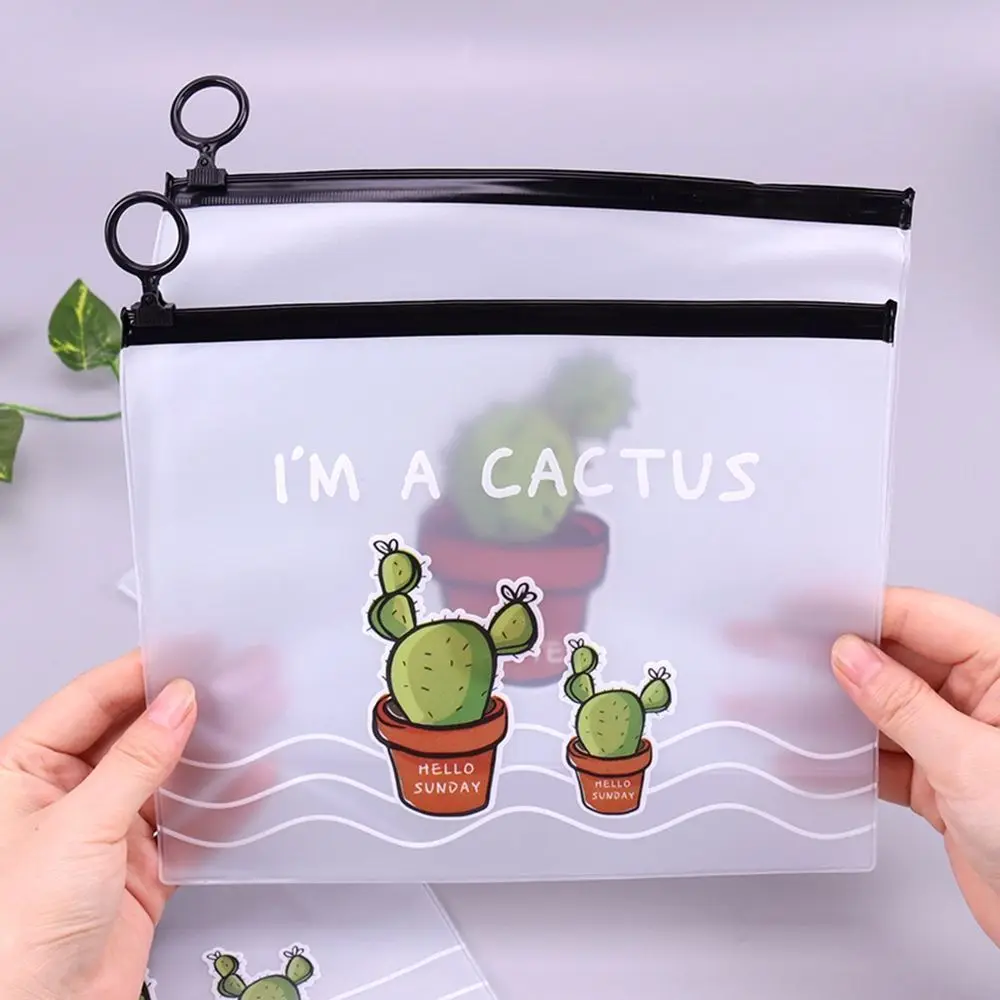 

1/2Pcs Cute Cartoon Cactus Zip Lock Plastic Bags Transparent Pencil Makeup Storage Bag Home Office Organizer 2021 New