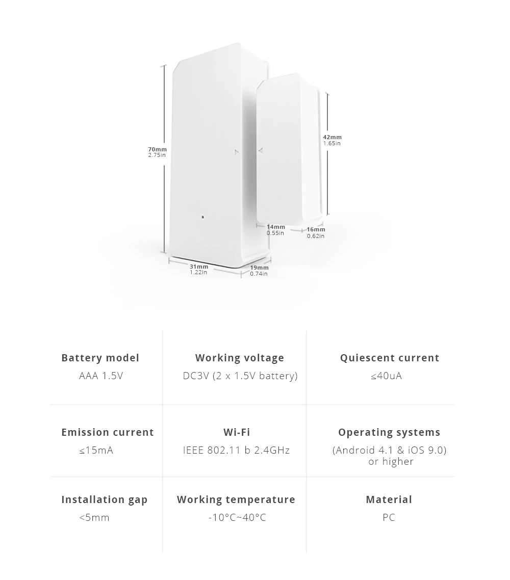 

SONOFF DW2 Sonoff Door Sensor Smart Home Wifi Switch Wireless Wireless Remote Control Sensor Alexa Google Home Voice Control