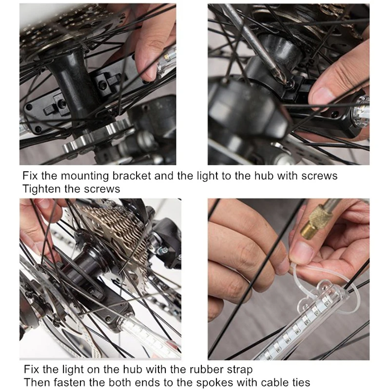 

LEADBIKE Waterproof Bike Spoke Light 64 LEDs 30 Patterns Double Side Display Bicycle Tire Light Cycling Hot Wheel Light