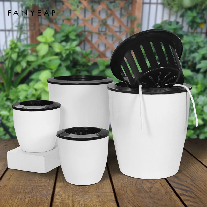 

Самополивающийся цветочный горшок, автоматическое водопоглощение, суккуленты, аквакультуры, прозрачный круглый пластиковый гидропонный ц...