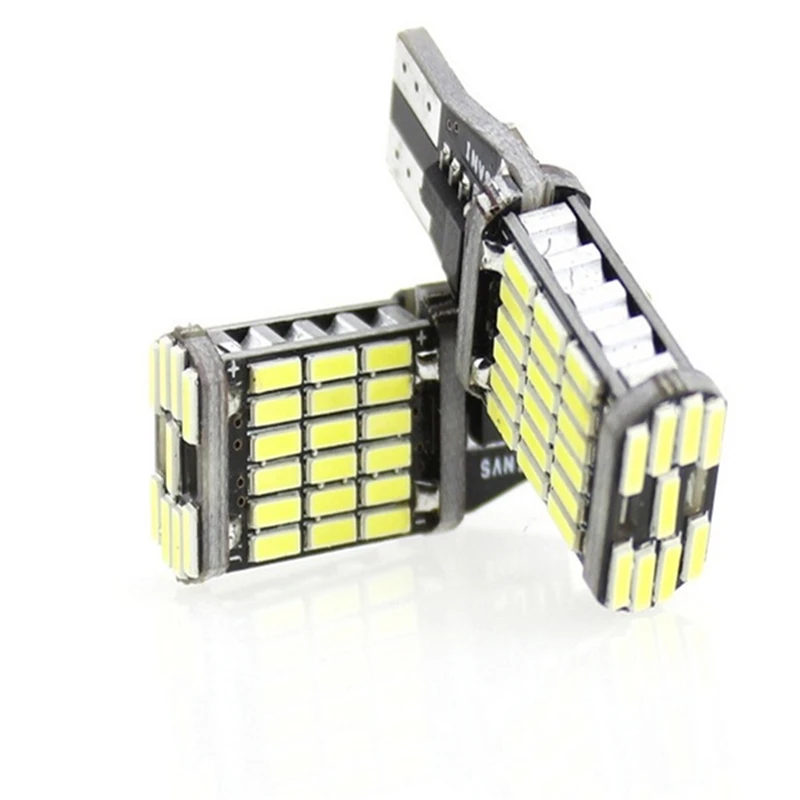 

2Pcs High Power Auto Bulb White DC 12V Car Reverse Back Light T15 W16W 45 SMD 4014 Turn Signal Lamp LED Canbus
