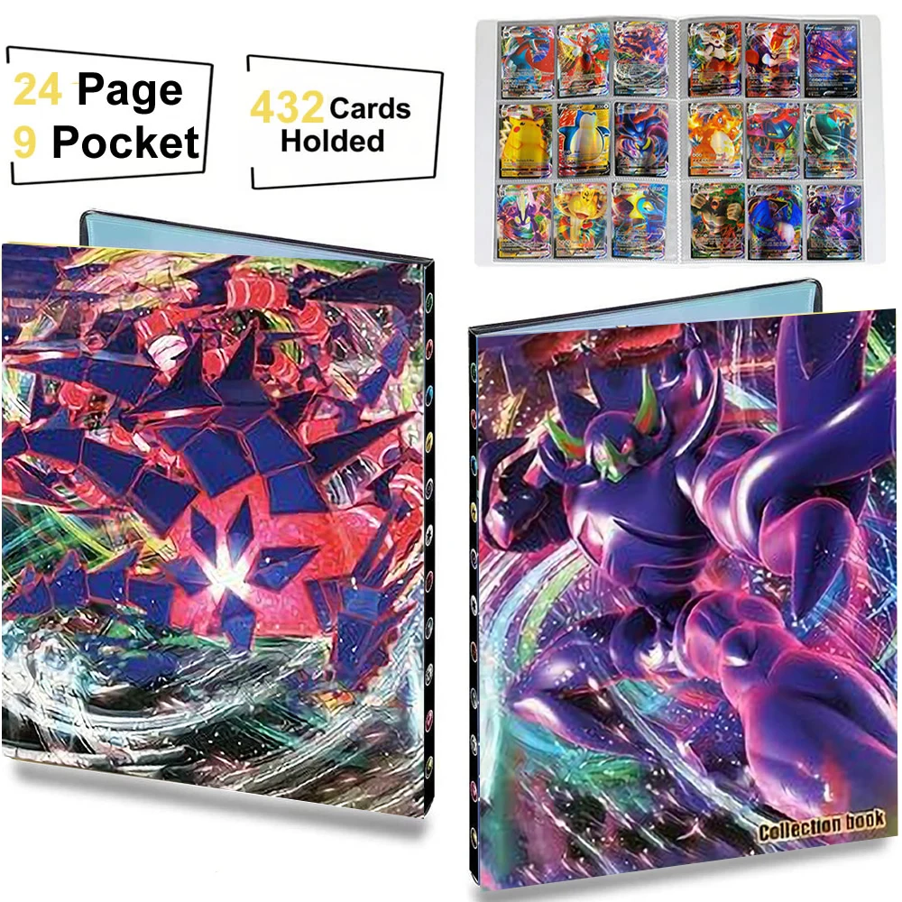 &Aacute;lbum de cartas de Pok&eacute;mon de 9 bolsillos, colecci&oacute;n de cartas de Pok&eacute;mon de 9 bolsillos, juegos de Pok&eacute;mon, VMAX, GX, carpeta de libros cargados, juguete de protecci&oacute;n-1