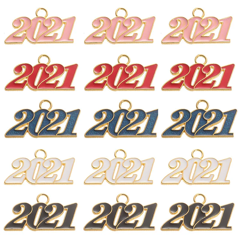 

10pc/set Wholesale 2021 New Year Charm 2021 Pendant for DIY Supplies Jewelry Making 36*20mm Graduation 2021 Charm in Bulk czuw93