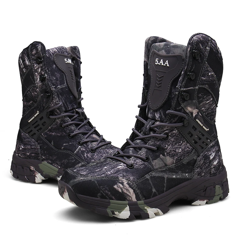 Winter Gray Camouflage Waterproof Boots Men Army Tactical Shoes High Cut Suede Military Boots Male Zapatillas Senderismo Hombre